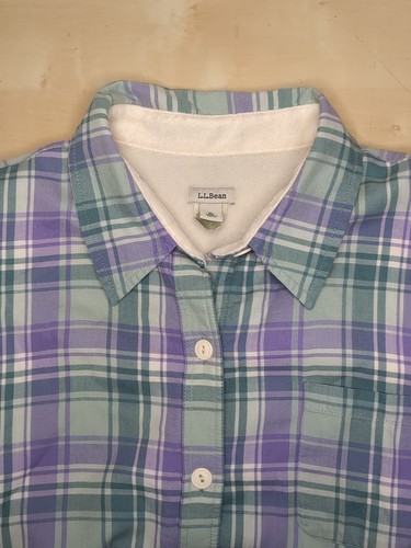 LL Bean Fleece Lined Shirt Jacket Shacket Womens Size XL Purple Green  - Picture 6 of 11