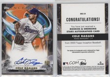2023 Inception Base Rookie and Emerging Stars Orange /25 Cole Ragans Auto RC