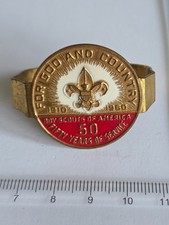 Vintage 1960 Boy Scouts of America BSA Woggle Neckerchief Slide 50th Anniversary