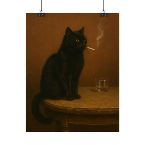 Black Cat Smoking a Cigarette Print. Vintage Bar Katze Poster, Whimsy Cat Wandbild - Bild 19 von 41