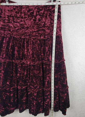 Boho M Burgundy Velvet Maxi Skirt Sequin Long Sleeve Top Set Dark Romantic Goth - Picture 8 of 11