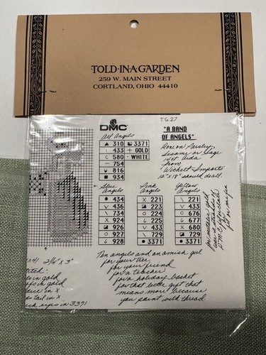 Told In A Garden Cross Stitch Pattern (sealed) BAND OF ANGELS W/Linen & DMC - Picture 5 of 6