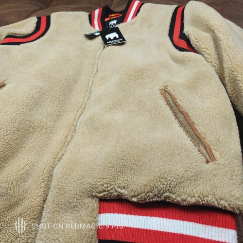 Medium - American Stitch Fleece Bomberjacke Khaki Neu mit Etikett - Bild 5 von 19