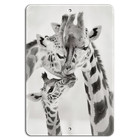 Giraffe Family Love: Captivating Wildlife Art on Metal Sign