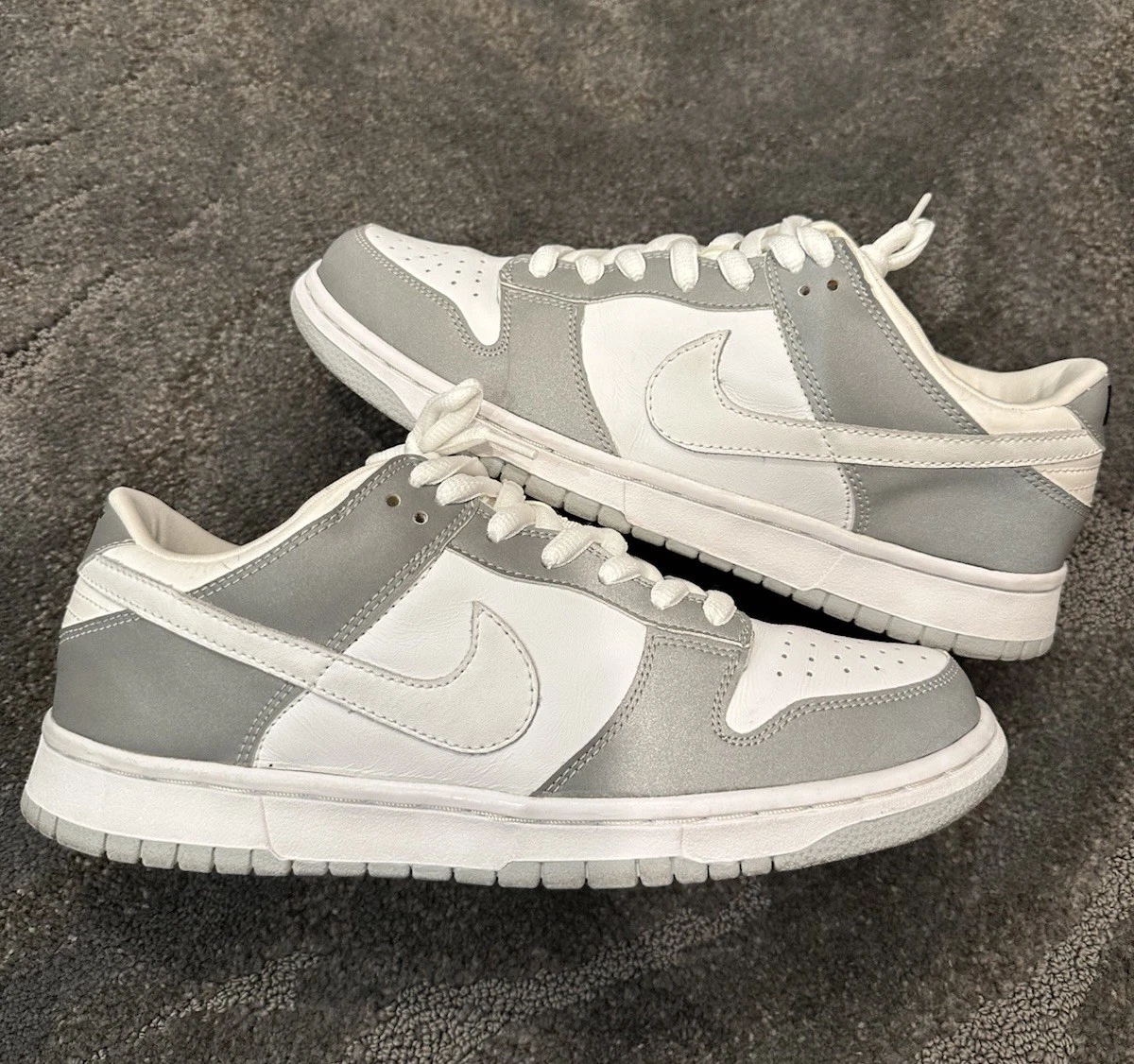 Nike Dunk Low Pro B Men’s 9.5 White Neutral Grey Patent Leather Shoes 624044-101 2002 Nike Dunk Low Pro B Neutral Grey Patent Leather (US12  main image 2