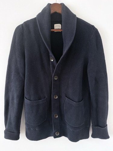 Rag & Bone, VINTAGE 2000s Rag & Bone Mens Shawl Cardigan Textured Sweater -Navy Blue/Medium