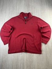 Polo Ralph Lauren 1/4 Zip Pullover Sweater Mens L Red Cotton Knit Logo Jumper