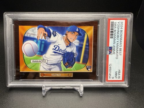 2024 Bowman’s Best Yoshinobu Yamamoto 1955 Anime Dodgers Serie Mundial PSA 9 - Imagen 2 de 5