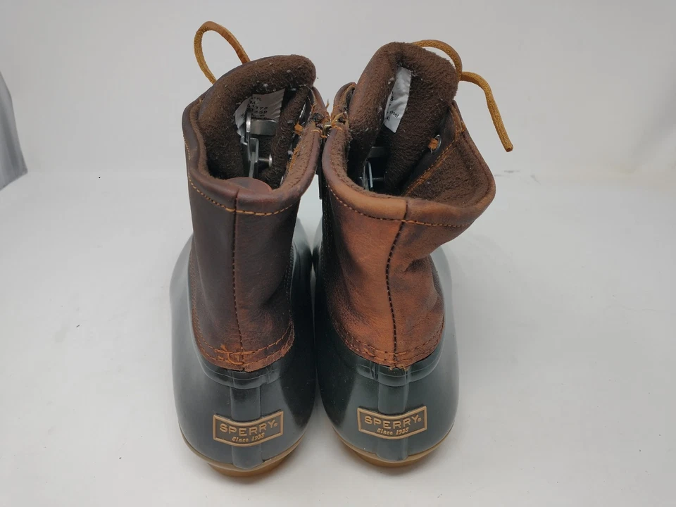 Bota de pato de cuero con cordones negra/marrón Sperry Saltwater STS91176 para mujer talla 9M Foto 3 de 4