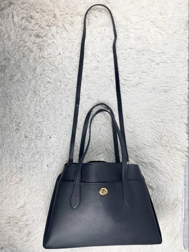 COACH Old 2-way Turnlock Crossbody Shoulder Bag Black Leather Used Japan - Bild 2 von 10