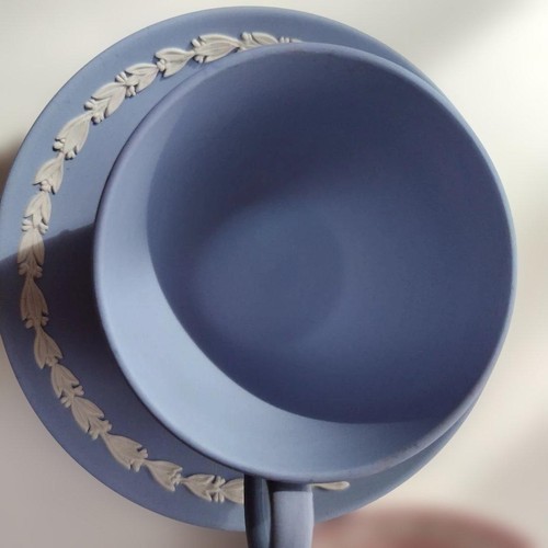 Wedgwood Jasperware ore di ballo rosa blu tazza piattino servizio tè caffè - Foto 3 di 6