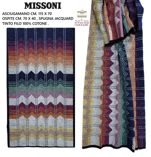 Set spugne MISSONI 6 pezzi con accappatoio TG. L  completo bagno . - Picture 3 of 17