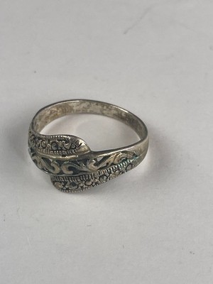 925 Sterling Silver Wrap Ring Size 9 Engraved Bypass Style Vintage