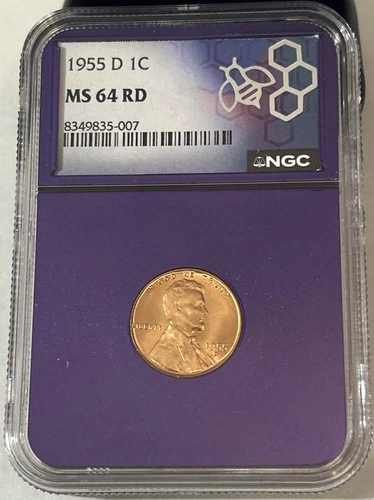 1955-D 1C Lincoln Wheat Cent ~ NGC MS 64 RD