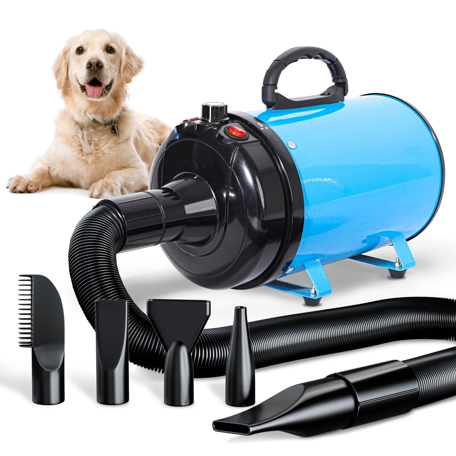 TRIGRAND Dog Hair Dryer Blaster Low Noise 3000W Pet Grooming Blue