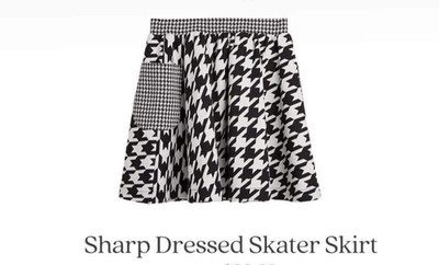 NWT Girls Finding Foxtale Sharp Dressed Skater Skirt Size 7