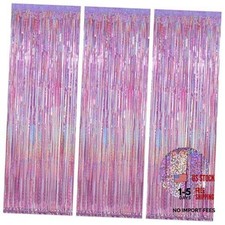 Fringe Curtain Backdrop 3 Pack, 3.2 x 8.2 FT Decorations Girls Pinkish Purple