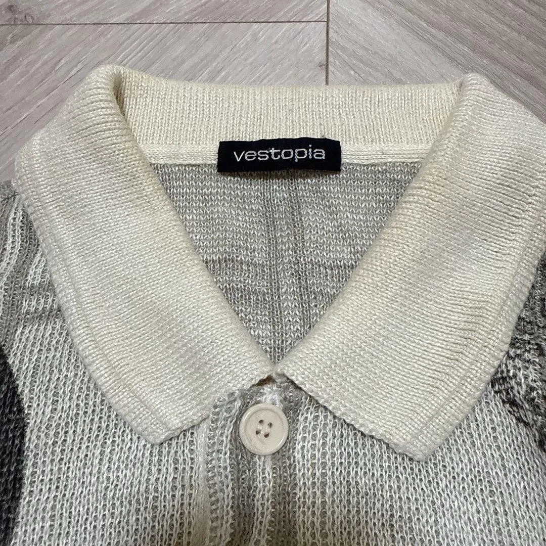 VESTOPIA Vintage Knit Top Check & Paisley Pattern Free Size - product detail image 4