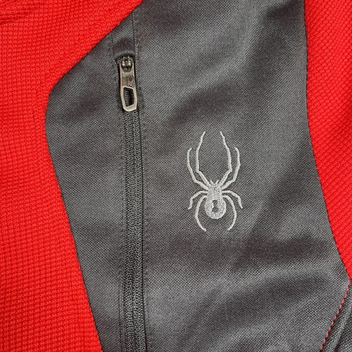 Spyder Jacket Men’s S Waffle Thermal Red Black Full Zip Sweater Chest Pocket EUC - Picture 4 of 12