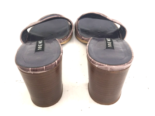 Nine West Women's Slider Sandals Size 6 Mauve Leather Upper Block Heel Used F1 - Picture 5 of 11