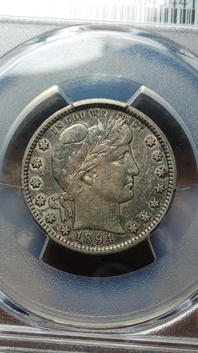 1894 Barber Silver Quarter Dollar 25C PCGS CAC AU53 Gorgeous 5275 - Picture 3 of 5
