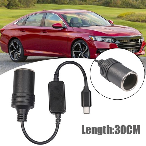 USB C Male To 12V Car Cigarette Lighter Socket Female Converter Adapter Cable - Picture 3 of 13