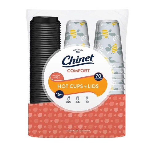 Chinet Comfort Cup Hot Cups & Lids, 16 Ounce (70 Count) - 第 4/5 張圖片