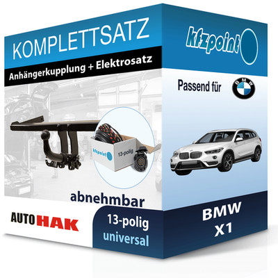 AUTO HAK Anhängekupplung abnehmbar und TOWTEC E-Satz 13polig für BMW X1 09- AHK