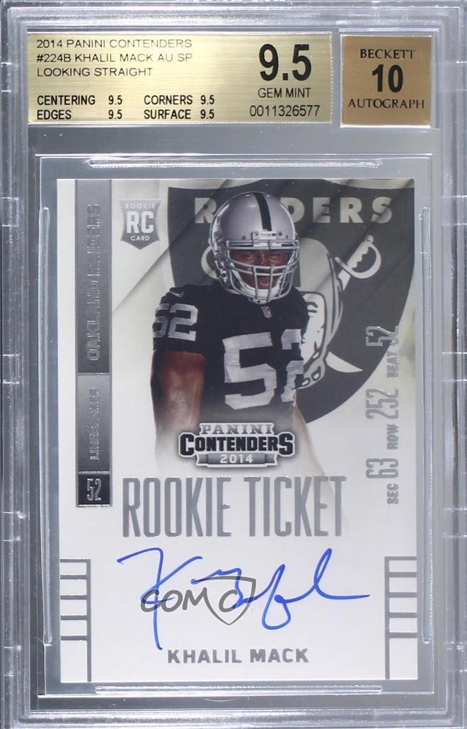 2014 Panini Contenders Khalil Mack #224 BGS 9.5 GEM MINT Rookie Auto RC 1j6