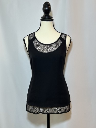 Chelsea and Walker Women's Black Lace Trim Sleeveless Tank Top Size 6 - Picture 1 of 2