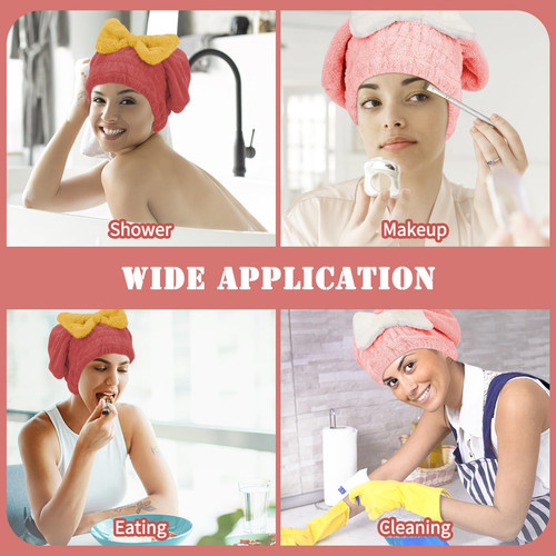 Hair Drying Cap 2 Pack Microfiber Hair Drying Towels, Super Absorbent Head Wr... - Bild 5 von 7