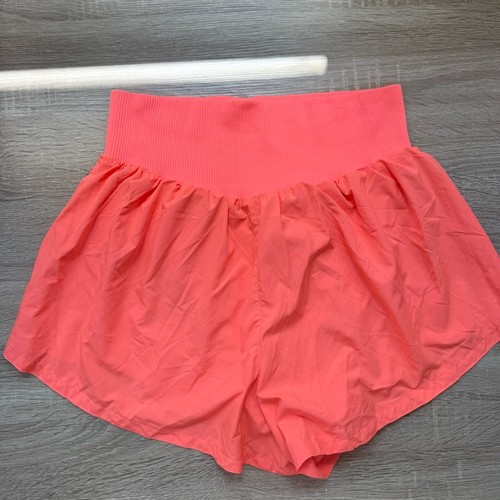 Nuevos Pantalones Cortos Free People Movement Carpe Diem Atléticos Tiro Alto Neón Coral XL - Imagen 4 de 9
