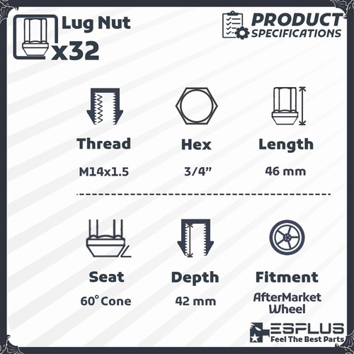 [32] Chrome 14x1.5 Acorn Lug Nut For GMC Sierra2500 Sierra3500 Yukon XL 2500 - Picture 2 of 9