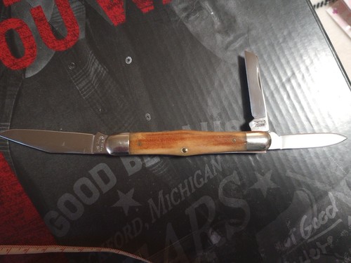 ✨Schatt & Morgan Swell Center Bone Stag Scales Knife made by Queen USA # 48 Mint - Picture 12 of 14