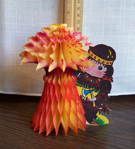 Paper Honeycomb Corn Stalk Thanksgiving Fall Decor 5" Made in Denmark See Pics - Picture 2 of 4