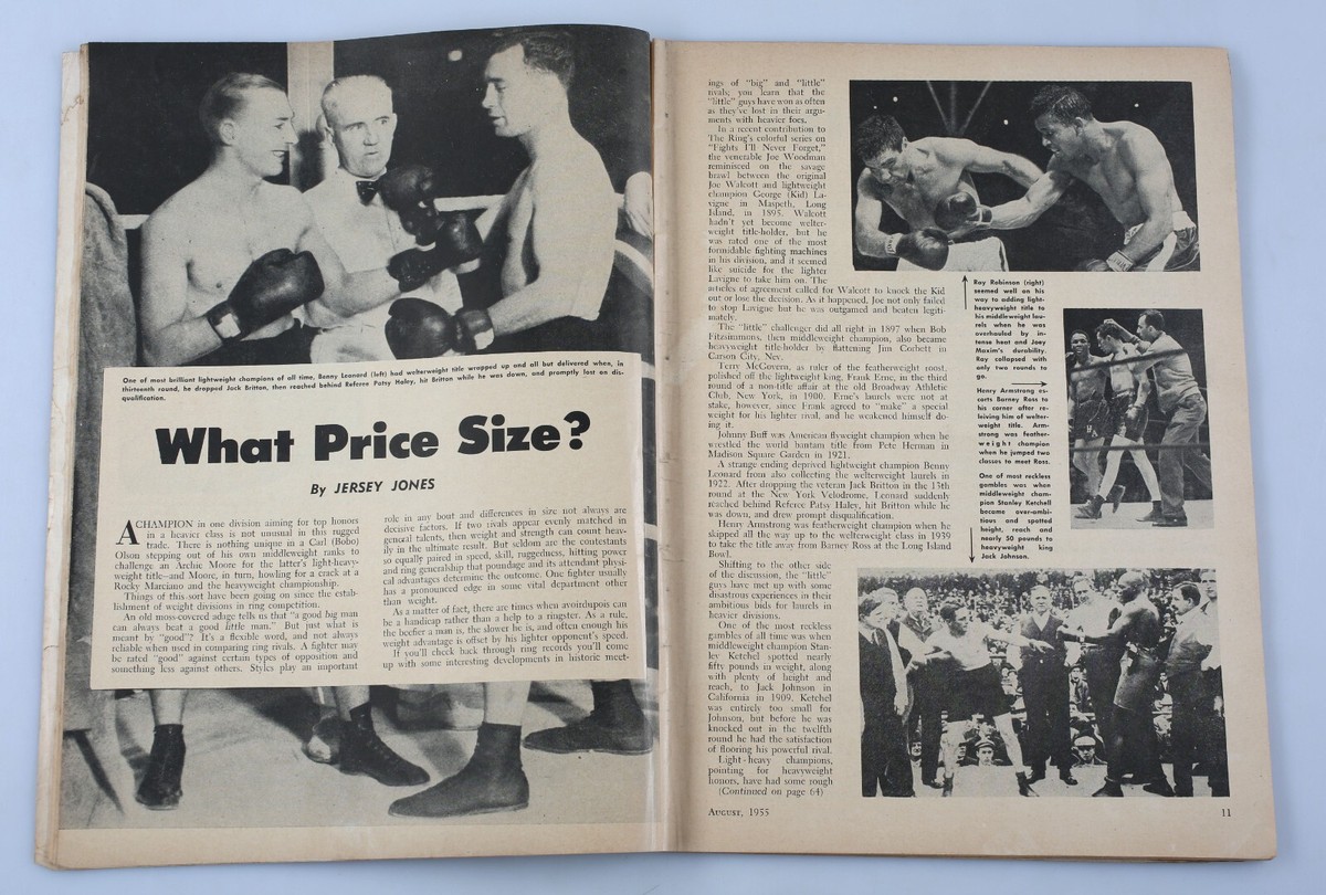 Vintage The Ring Boxing Magazine August 1955 Rocky Marciano