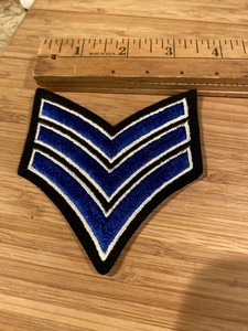 Police-Sergeant-Rank-Insignia-Patches-Black-Blue-Silver-Embroidered