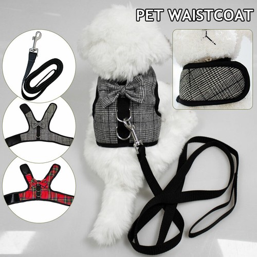 Cute Plaid Bow Cat Dog Harness and Leash Set Adjustable Padded Puppy Pet Ves ∂ - Bild 11 von 15