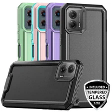 For Motorola Moto G 5G 2023 Case PC+TPU Shockproof Impact Cover +Tempered Glass