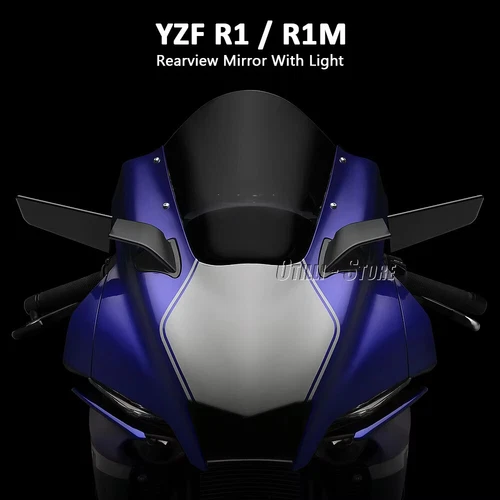 Motorcycle Rearview Mirrors Wind Wing with LED For Yamaha YZF R1 R1M 2020 - 2025 - Foto 8 di 22