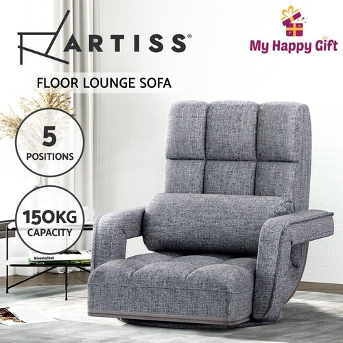 Artiss Rota Floor Sofa Bed Lounge Chair Recliner Chaise Chair Swivel Grey