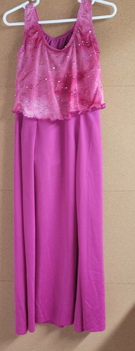 Pink Sparkle Long Dress Pageant Party Show Dance Costume Child Sm Body Suit - Picture 3 of 11