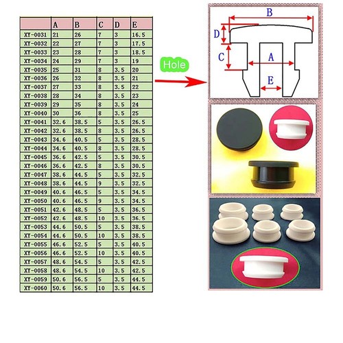 Tapones de orificio de sello de goma de silicona redondos negros extremo en blanco 2,5 mm-50,6 mm - Imagen 3 de 17