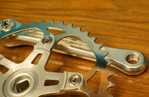 Sugino Super Maxy Crankset 165 Vintage Old School BMX Cranks Surly Stainless 44T - Picture 11 of 13
