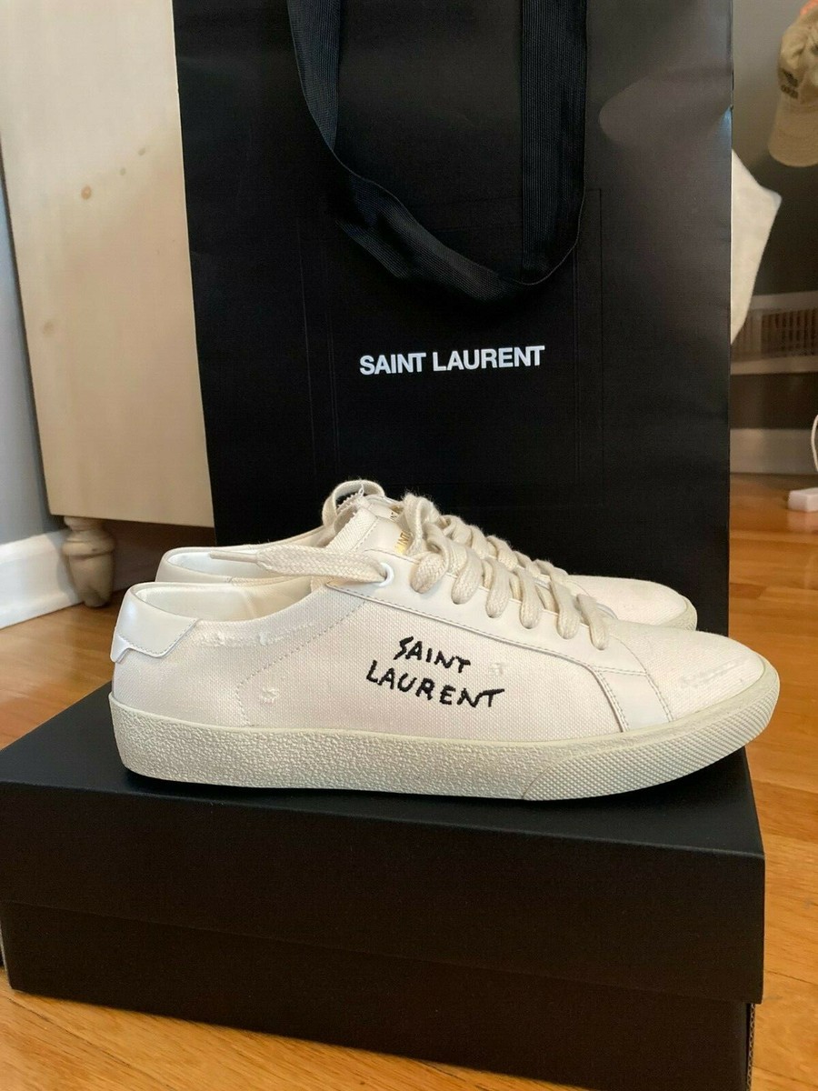 スニーカー SAINT LAURENT Women Sneakers 7751589 QNAD SAINT LAURENT DONN Saint Laurent - White & Pink Leather Signature Logo Sneaker