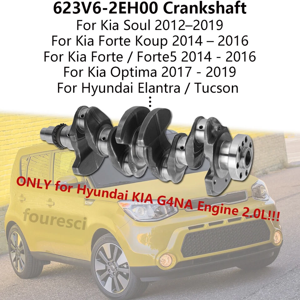 Juego de cigüeñal y cojinetes de motor para Hyundai Elantra GT KIA Soul 2,0 L 623 V6-2EH00 Foto 4 de 4