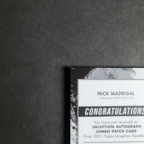 NICK MADRIGAL 2021 Topps Inception Rookie RC Jumbo Patch Auto #38/50 White Sox - Picture 10 of 12