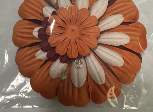 Flower Petals, Maroon, Orange & Ivory with Rhinestone Embelishment (B37) - Picture 8 of 8