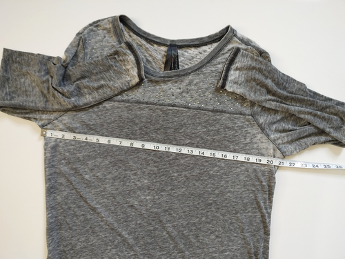SEVEN7 Long Sleeve Black T Semi-Sheer Burnout Rhinestone Metallic Embellish (L) - Picture 6 of 17