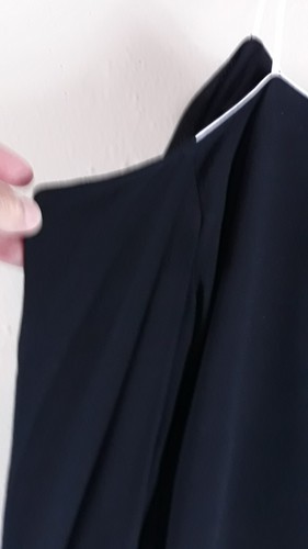 ANTHROPOLOGIE RO+DE S Black w/White Trim Cold Shoulder Ruffled Sleeve Flowy Top - Picture 9 of 12